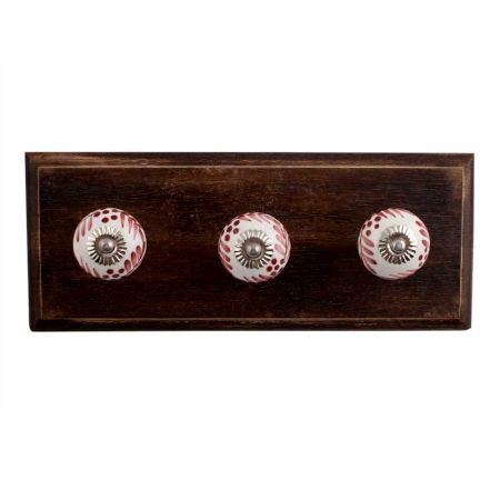 Light Brown Leaf Ceramic Wooden Hooks